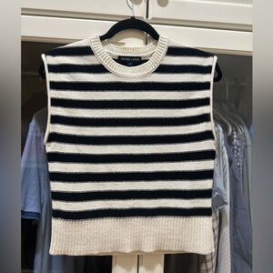 Veronica Beard Black and White Striped Knit Top